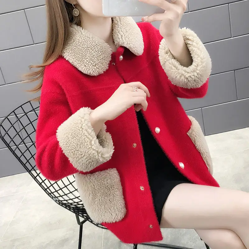2023 Women's Autumn Winter New Thicken Short Coats Female Imitation Mink Cashmere Cardigans Ladies Loose Knitted Jackets B187
2023 Women's Autumn Winter New Thicken Short Coats Female Imitation Mink Cashmere Cardigans Ladies Loose Knitted Jackets B187