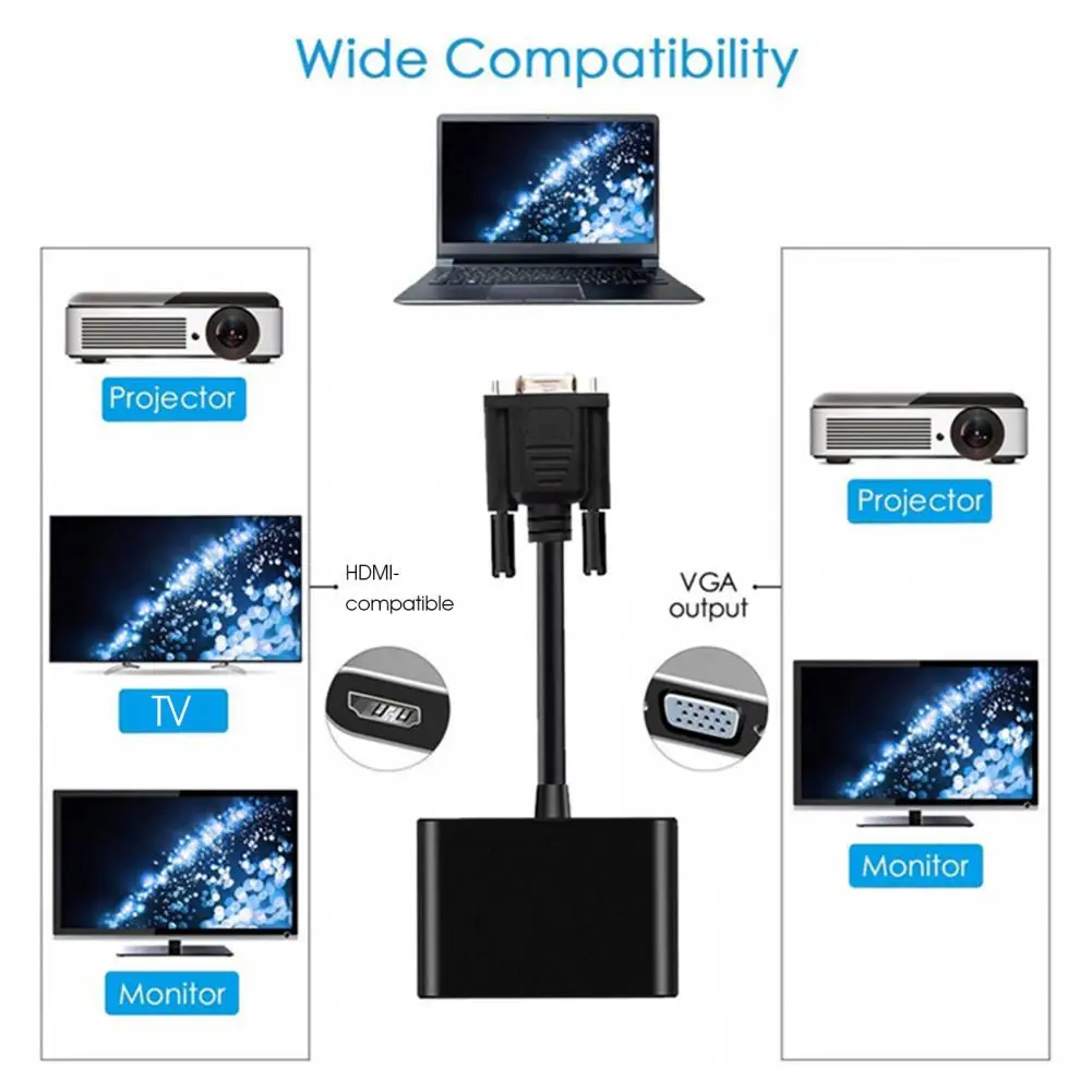 VGA Converter Professional Clear Images Flexible VGA to HDMI-compatible VGA Adapter Converter for Projector
VGA Converter Professional Clear Images Flexible VGA to HDMI-compatible VGA Adapter Converter for Projector