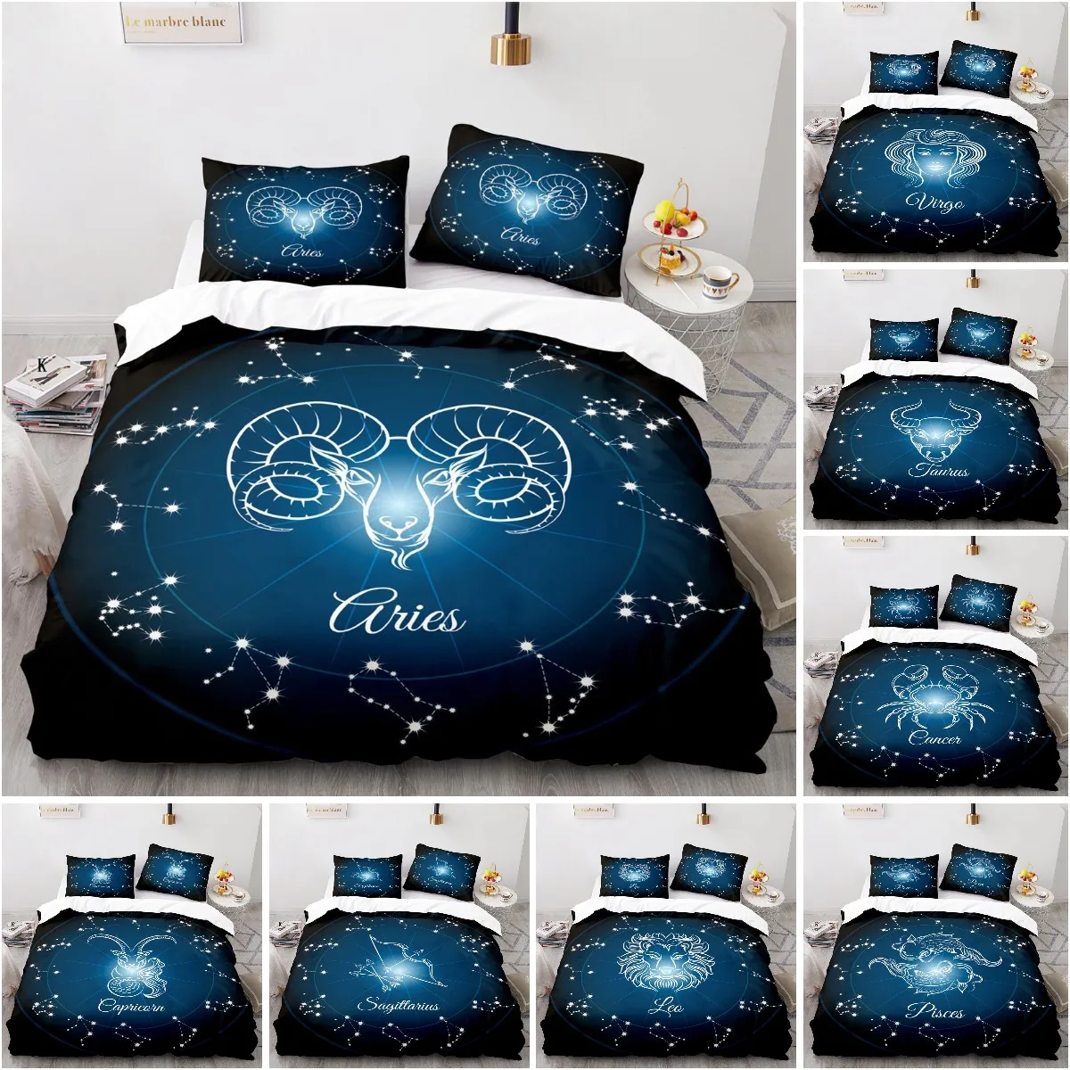 Constellation Duvet Cover Set Aries Galaxy Theme 2/3pcs Twin Bedding Set King Size Soft Quilt Cover for Constellation Lovers
Constellation Duvet Cover Set Aries Galaxy Theme 2/3pcs Twin Bedding Set King Size Soft Quilt Cover for Constellation Lovers