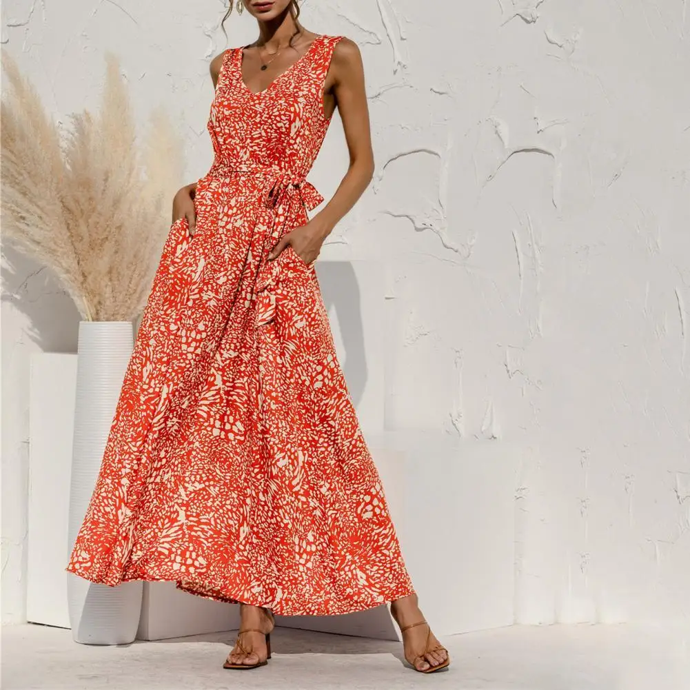 2022 Summer Boho Maxi Dress V-Neck Belt High-Waist Floral Print Sleeveless Pocket Elegant Beach Women Long Dress Sundress
2022 Summer Boho Maxi Dress V-Neck Belt High-Waist Floral Print Sleeveless Pocket Elegant Beach Women Long Dress Sundress