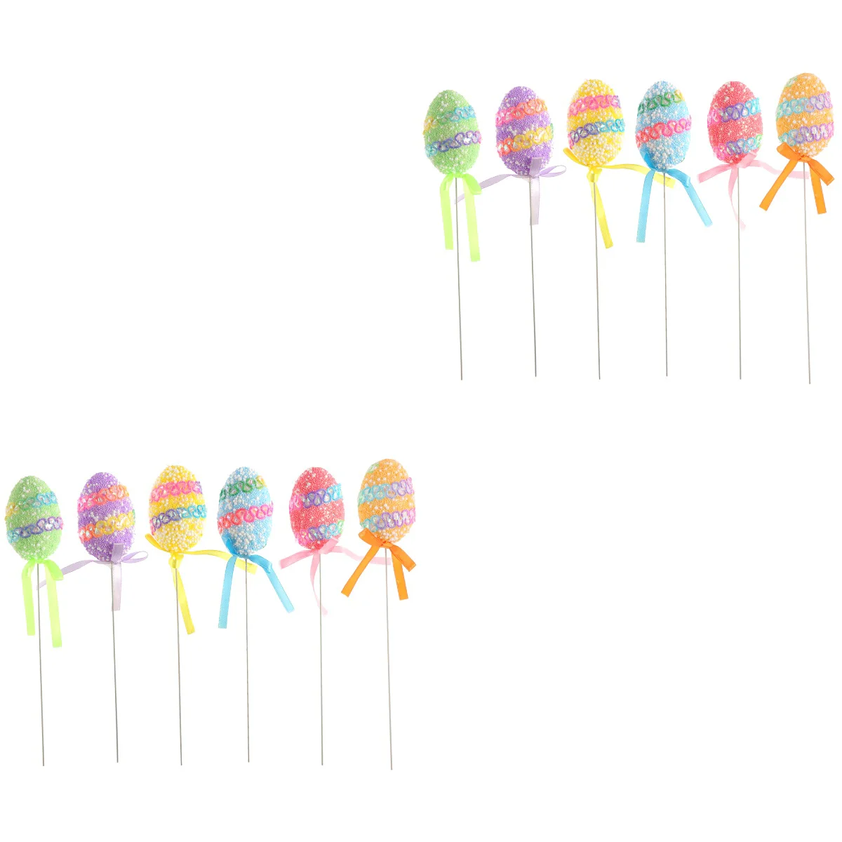 12 pcs Colorful Easter Eggs Picks on Sticks for Holiday Home Party Decoration (Random Color) 
12 pcs Colorful Easter Eggs Picks on Sticks for Holiday Home Party Decoration (Random Color)