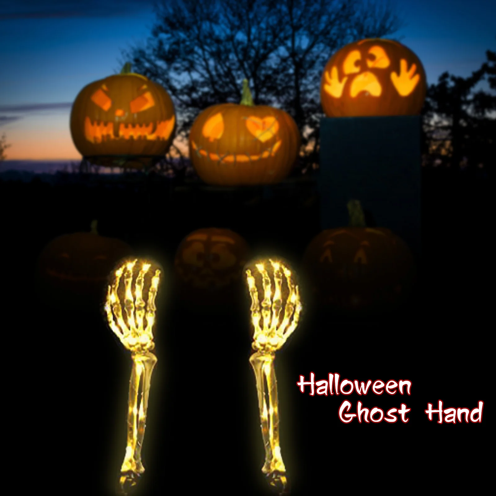 Halloween Skull Arms with Stakes Battery Operated/Solar Powered 40 LEDs Skull Lawn Ground Light 8 Modes Waterproof for Graveyard
Halloween Skull Arms with Stakes Battery Operated/Solar Powered 40 LEDs Skull Lawn Ground Light 8 Modes Waterproof for Graveyard