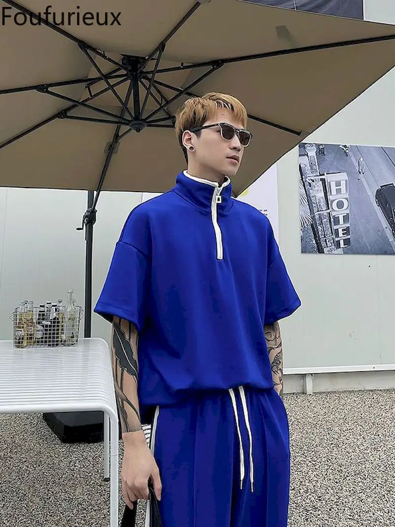 Foufurieux New Brand Oversized T-shirt Men Summer Man Tshirt Fashion Tops Streetwear Zipper Stand Short Sleeve TShirt Casual Top
Foufurieux New Brand Oversized T-shirt Men Summer Man Tshirt Fashion Tops Streetwear Zipper Stand Short Sleeve TShirt Casual Top