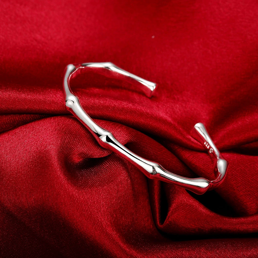925 Sterling Silver Bracelets for Women Elegant Bamboo Joint Bangle Adjustable Jewelry Fashion Party Gifts Girl Student
925 Sterling Silver Bracelets for Women Elegant Bamboo Joint Bangle Adjustable Jewelry Fashion Party Gifts Girl Student
