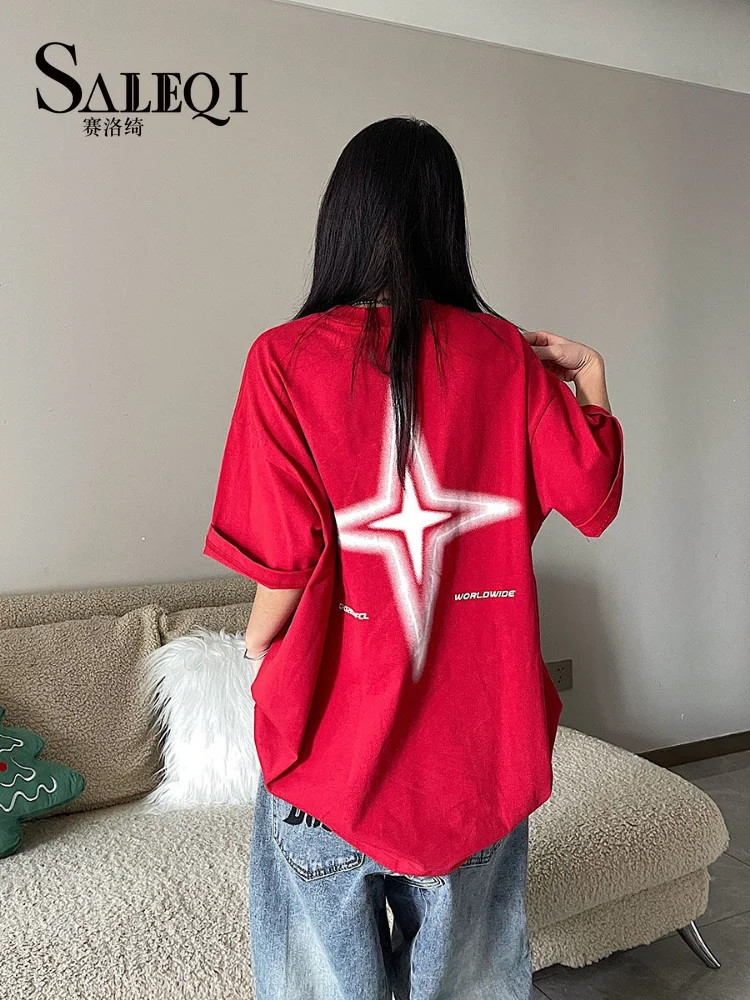 SALEQI Kpop Streetwear Red Short Sleeve Tshirts Oversized Y2K Vintage Letter Star T Shirts Hippie Harajuku Black Tees Women
SALEQI Kpop Streetwear Red Short Sleeve Tshirts Oversized Y2K Vintage Letter Star T Shirts Hippie Harajuku Black Tees Women