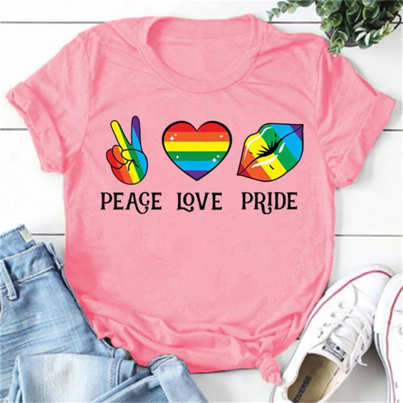 Симпатичные ЛГБТ-Футболки Мира Love Pride для женщин летняя футболка Женская