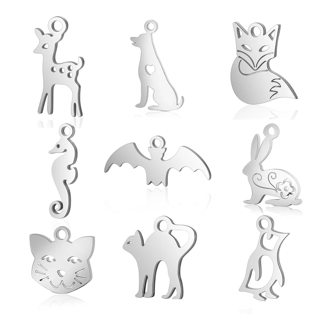 10Pcs Stainless Steel Animal Dog Cat Charms Pendants Polished Laser Cut Accessories for DIY Jewelry Necklace Bracelet Making
10Pcs Stainless Steel Animal Dog Cat Charms Pendants Polished Laser Cut Accessories for DIY Jewelry Necklace Bracelet Making