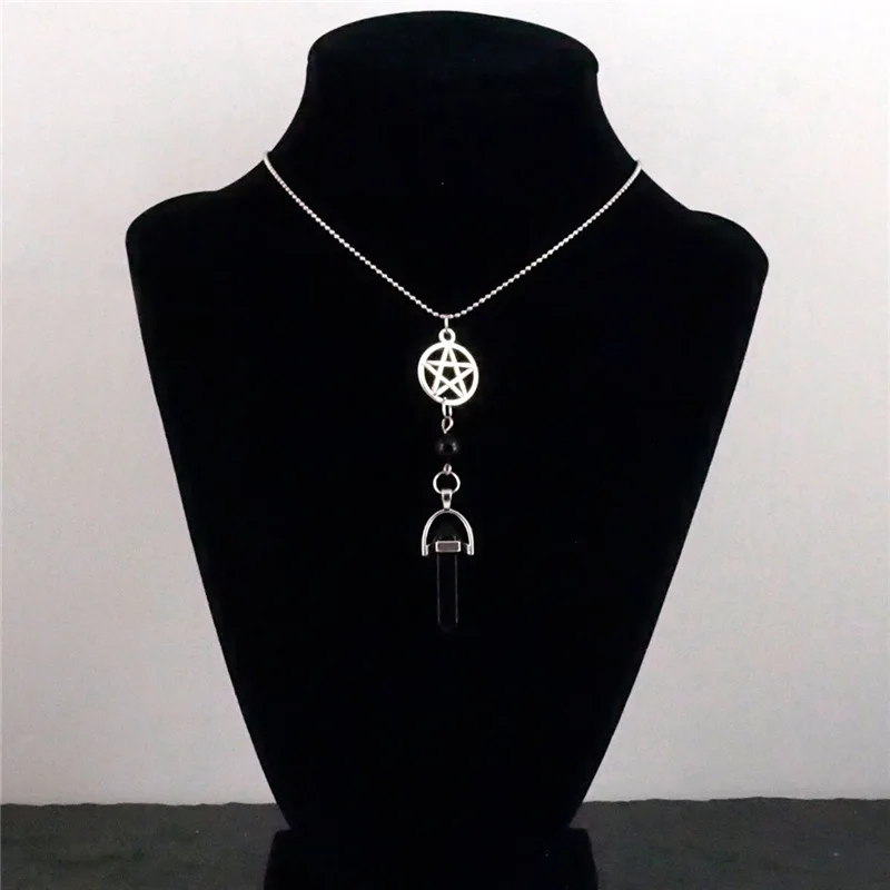 Gothic Mystery Natural Stone Pendant Necklace For Woman Fashion Wizard Jewelry Accessories Pagan Pentagram Silver Chain Chokers
Gothic Mystery Natural Stone Pendant Necklace For Woman Fashion Wizard Jewelry Accessories Pagan Pentagram Silver Chain Chokers