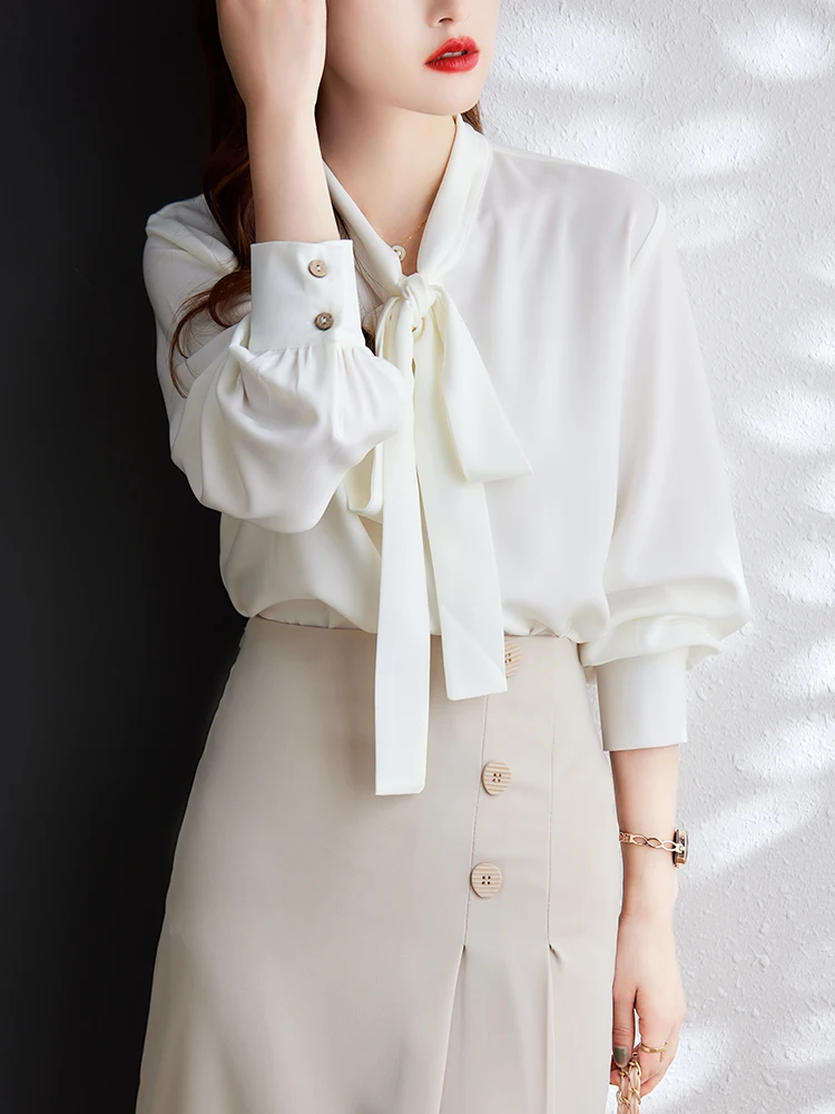 Solid women shirt buttons up long sleeve bow tie neck office lady anti wrinkle luxury korea fashion top Blouses mujer 2022 cloth
Solid women shirt buttons up long sleeve bow tie neck office lady anti wrinkle luxury korea fashion top Blouses mujer 2022 cloth