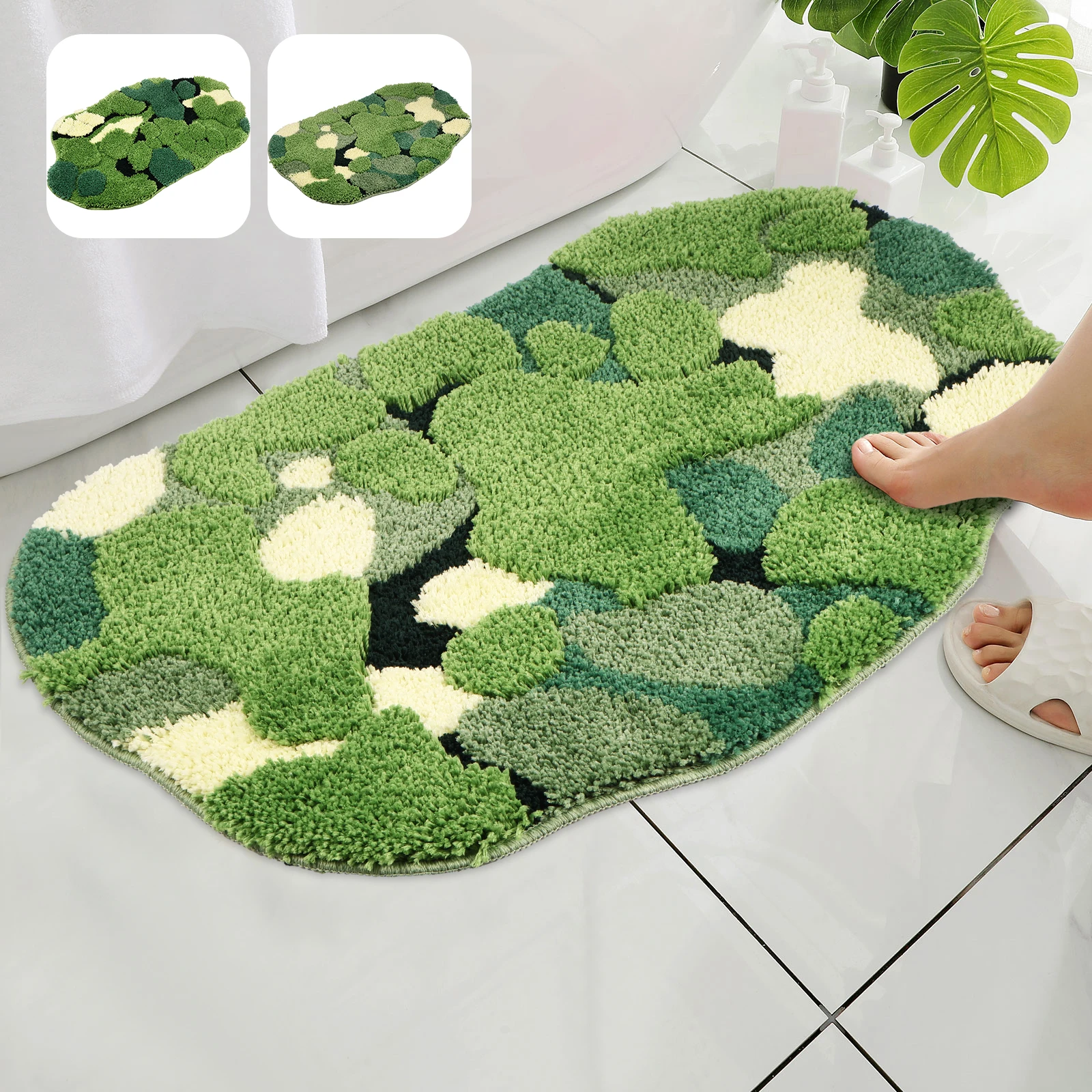 Коврик для ванной с зеленым Мохом и листьями, Нескользящий Впитывающий мягкий коврик из микрофибры для душа, машинная стирка 
Коврик для ванной с зеленым Мохом и листьями, Нескользящий Впитывающий мягкий коврик из микрофибры для душа, машинная стирка