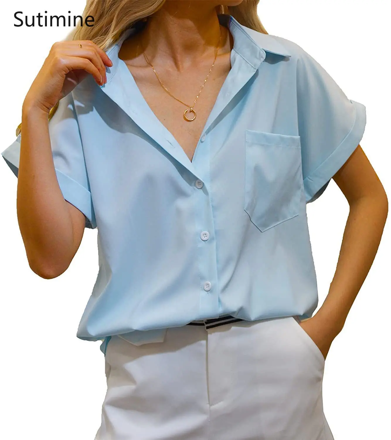 Women Blouse Plus Size Shirt Casual Short Sleeve Top Buttons Tops Loose Black White blue Blouses Dropshipping Women Shirt
Women Blouse Plus Size Shirt Casual Short Sleeve Top Buttons Tops Loose Black White blue Blouses Dropshipping Women Shirt