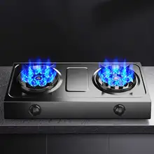 Gas stove, double stove, desktop, sudden fire extinguishing protection, household liquefied gas, natural gas gas stove