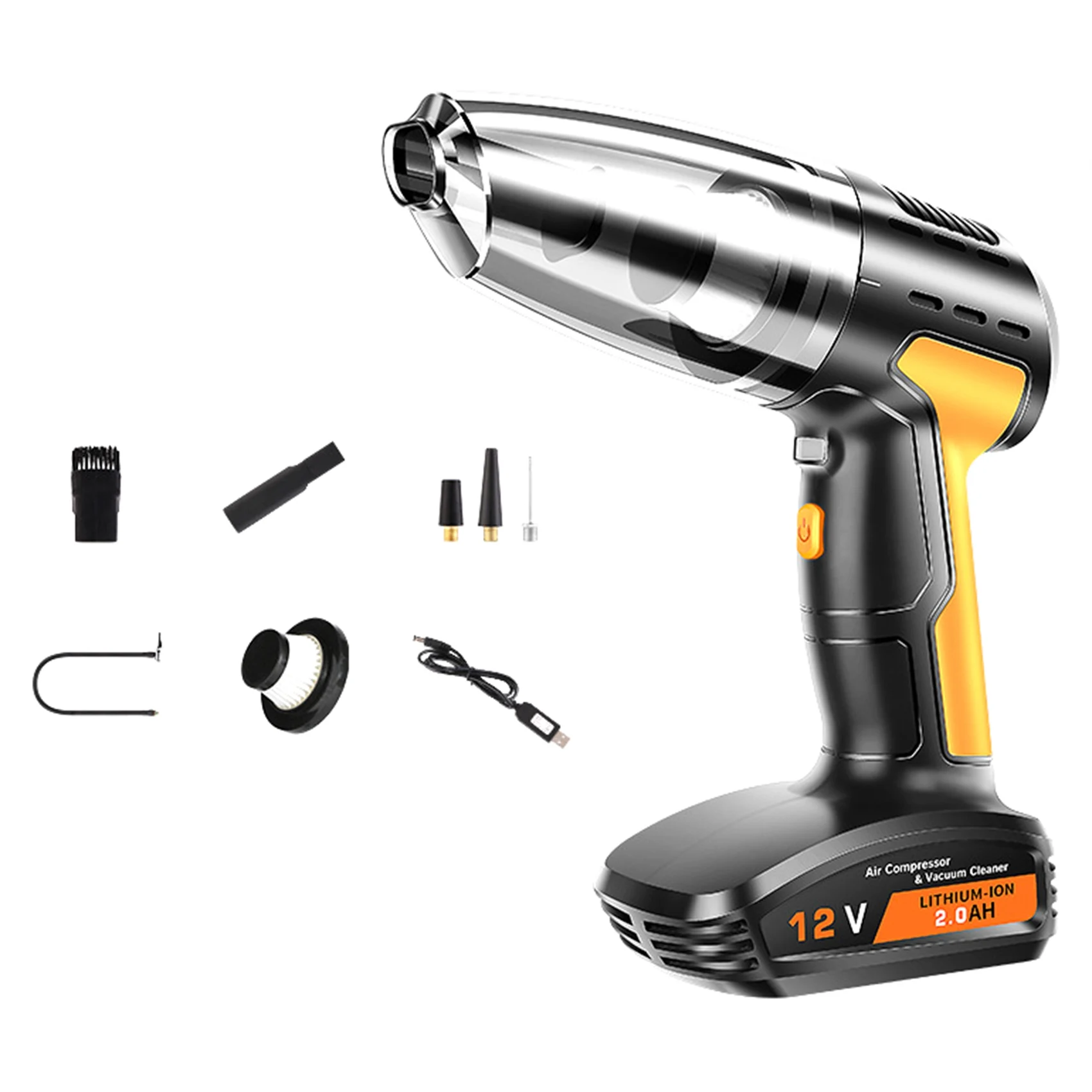 4-In-1 Portable Car Vacuum Cleaner Cordless Tire Inflator Pressure Gauge Car Vacuum Rechargeable Air Compressor Pump
4-In-1 Portable Car Vacuum Cleaner Cordless Tire Inflator Pressure Gauge Car Vacuum Rechargeable Air Compressor Pump