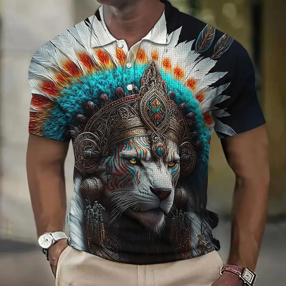Lion Men'S Polo Shirt Indian Style Printed High-Quality Men Clothing Retro Short Sleeved Street Designer Tops Tees Oversized 6XL
Lion Men'S Polo Shirt Indian Style Printed High-Quality Men Clothing Retro Short Sleeved Street Designer Tops Tees Oversized 6XL