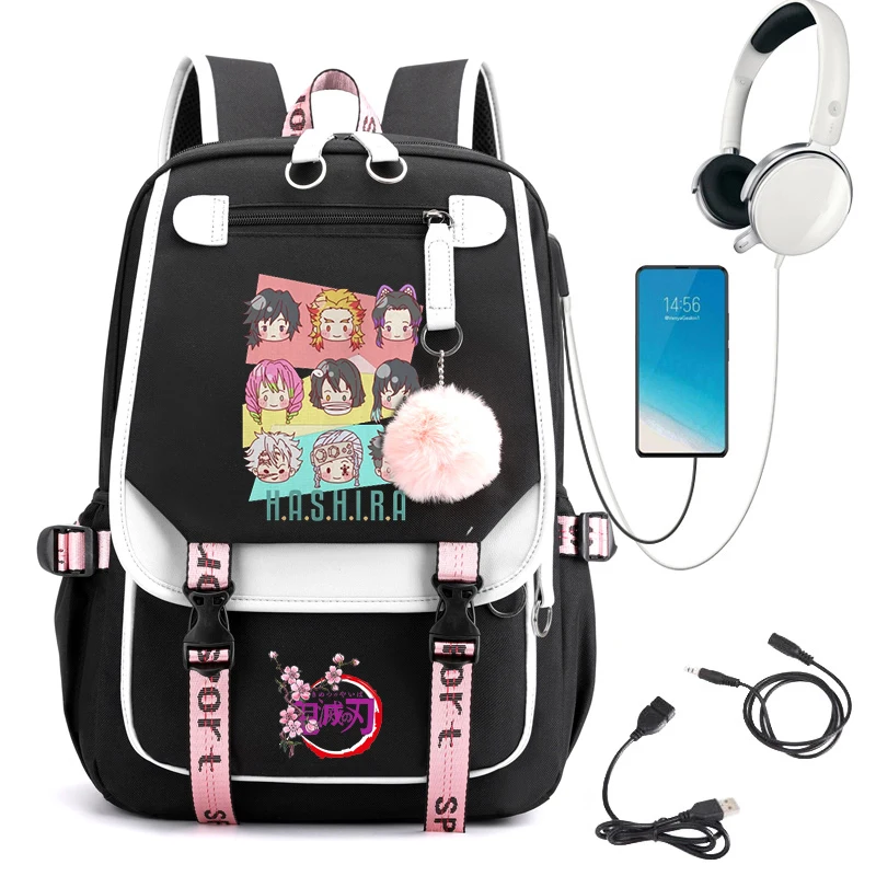 

Demon Slayer Anime Women Backpack Female Travel Bag Backpack Schoolbag for Teen Girls Kimetsu No Yaiba Bookbag Mochila Bookbag