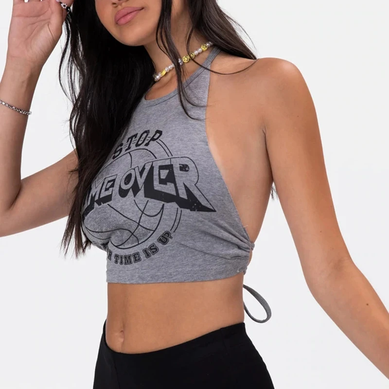 Edgy-Women's Sexy Slim Fit Tank Top, Small Gothic Crop Top, Hanging Neck Strap, Back Umbilical Print, Summer Clothing, Y2k
Edgy-Women's Sexy Slim Fit Tank Top, Small Gothic Crop Top, Hanging Neck Strap, Back Umbilical Print, Summer Clothing, Y2k