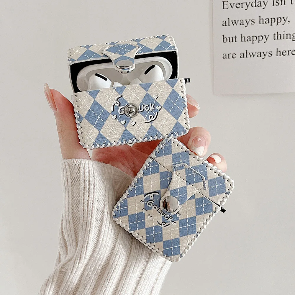 Cute Heart Blue Rhombus Lattice pattern One-piece Earphone Case For Apple Airpods 3 2 1 Pro Cover Leather Silicone Headphone Box
Cute Heart Blue Rhombus Lattice pattern One-piece Earphone Case For Apple Airpods 3 2 1 Pro Cover Leather Silicone Headphone Box