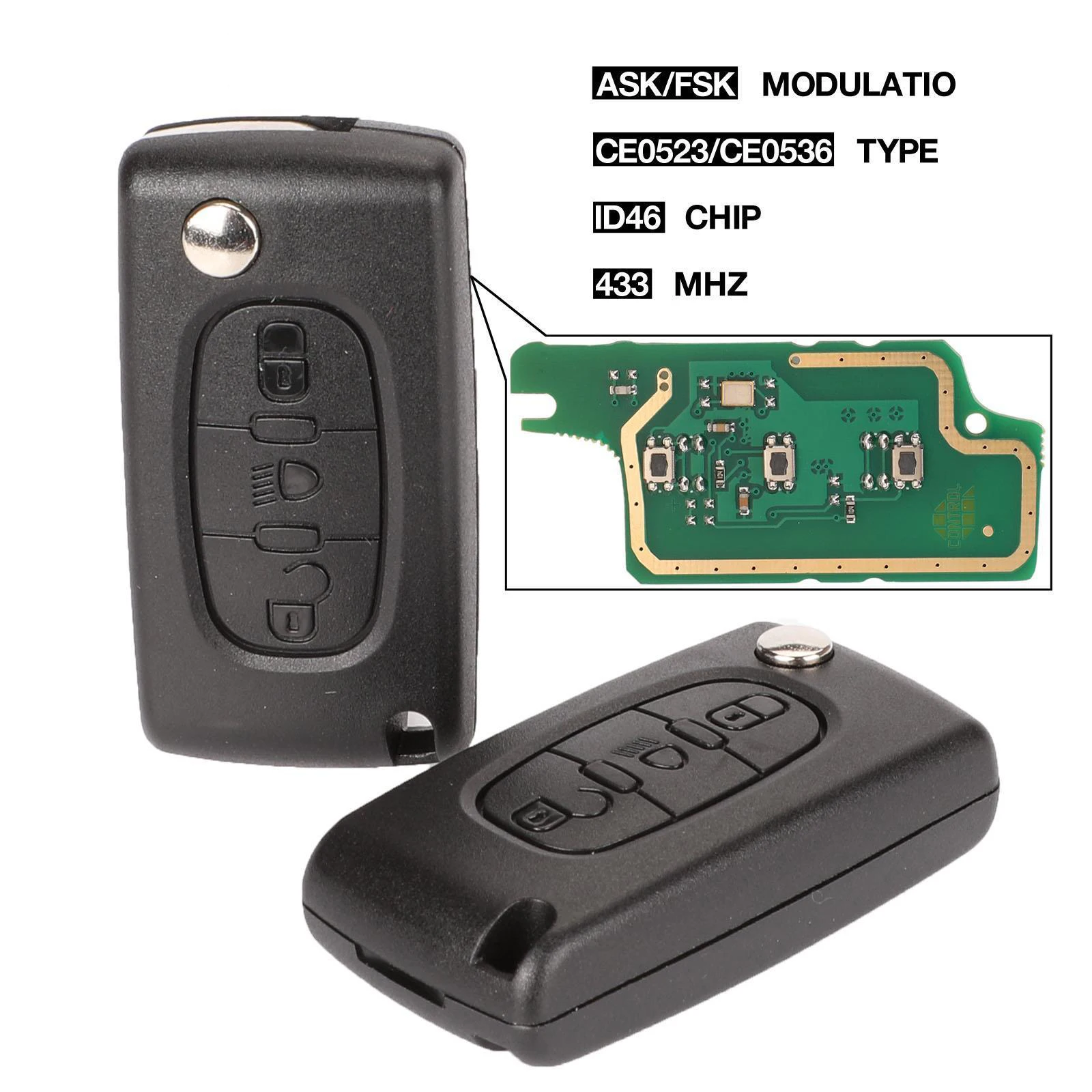 kutery Ce0523 Ce0536 ASK/FSK 433Mhz ID46 Key For Peugeot 407 307 308 607 3 Lamp Button Flip Remote Car Key Fob VA2/HU83 Blade
kutery Ce0523 Ce0536 ASK/FSK 433Mhz ID46 Key For Peugeot 407 307 308 607 3 Lamp Button Flip Remote Car Key Fob VA2/HU83 Blade
