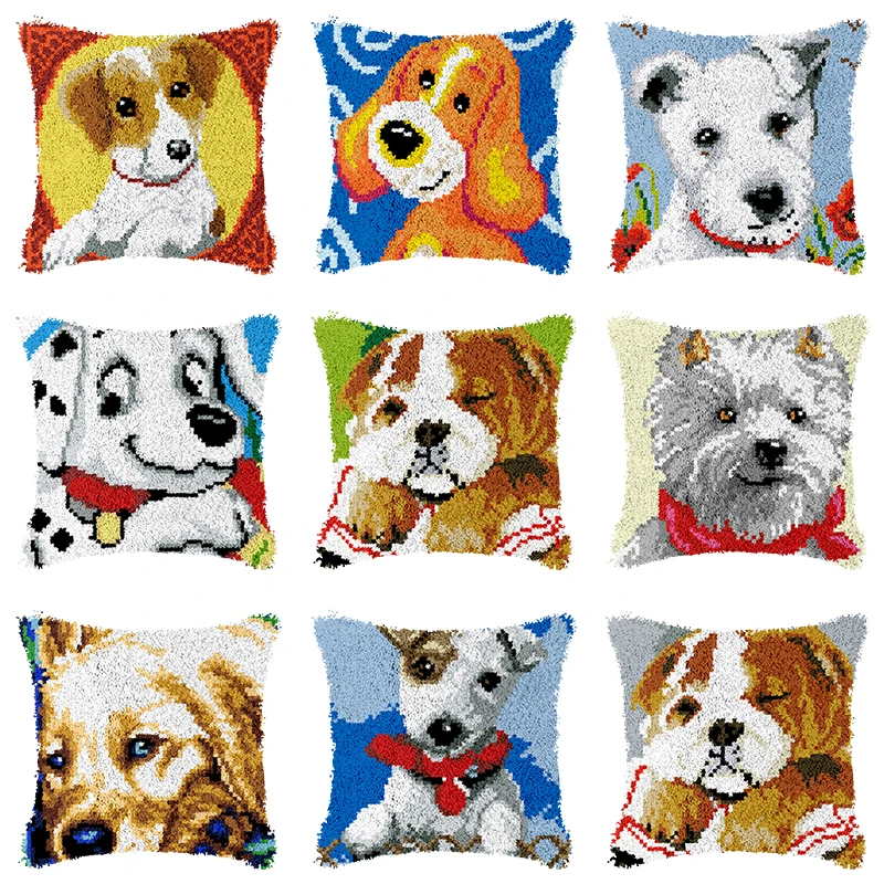 Животные щенки ковер Вышивка Подушка Knoop пакет рукоделие защелка крючок собака подушка упаковка декор большая защелка крючок ковер наборы 
Животные щенки ковер Вышивка Подушка Knoop пакет рукоделие защелка крючок собака подушка упаковка декор большая защелка крючок ковер наборы