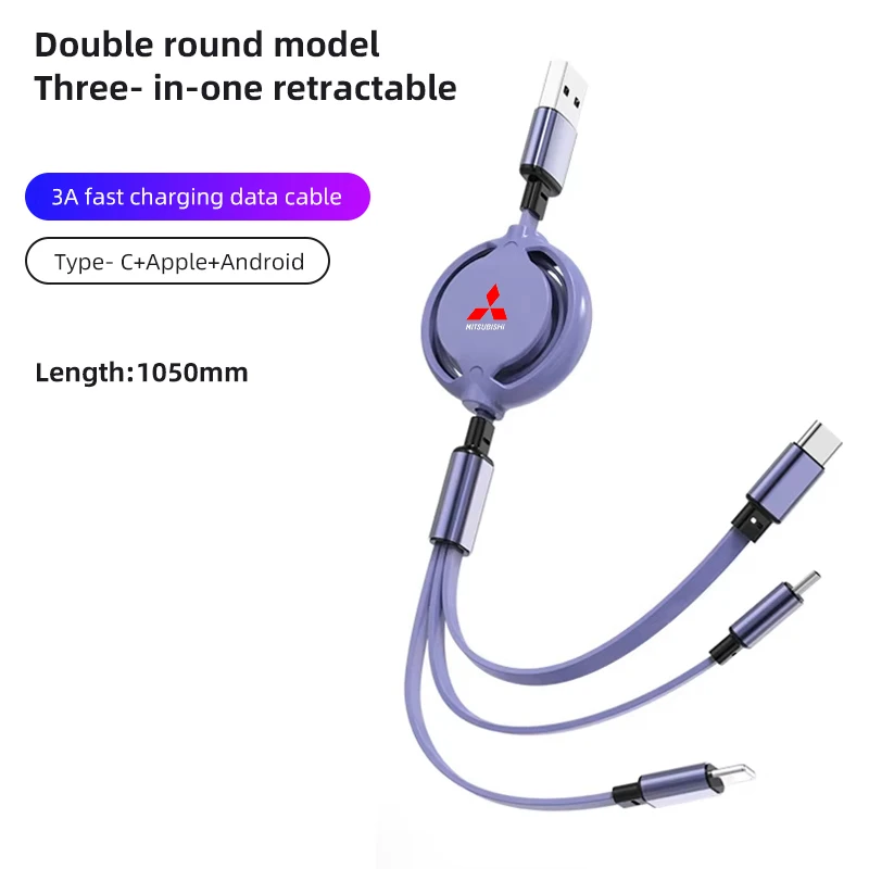 Выдвижное зарядное устройство 3 в 1, кабель Micro USB Type-C для Mitsubishi Outlander Lancer EX ASX L200 RALLIART
Выдвижное зарядное устройство 3 в 1, кабель Micro USB Type-C для Mitsubishi Outlander Lancer EX ASX L200 RALLIART
