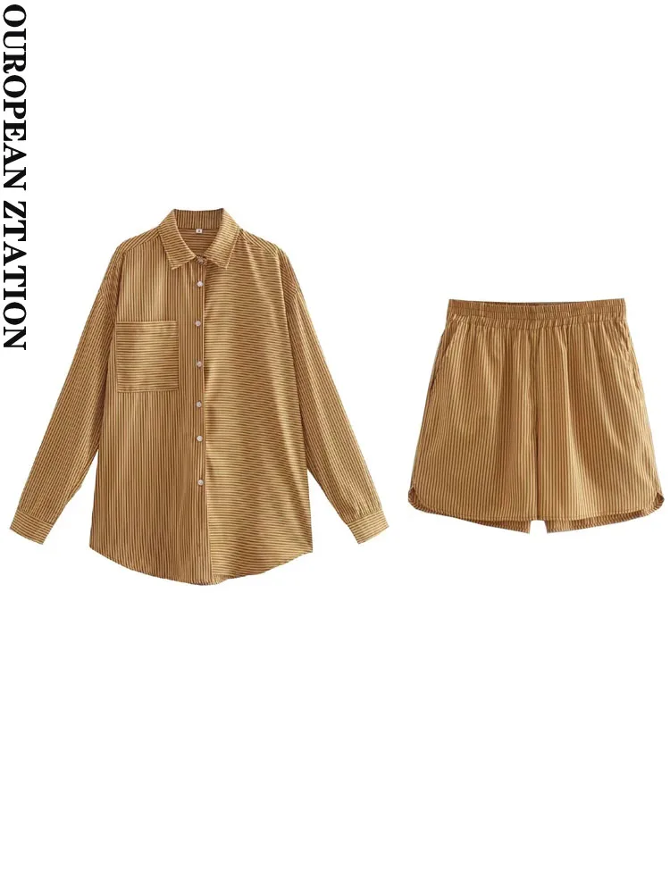 PAILETE Women 2022 fashion with pockets striped shirt or high waist striped casual shorts two pieces sets mujer
PAILETE Women 2022 fashion with pockets striped shirt or high waist striped casual shorts two pieces sets mujer