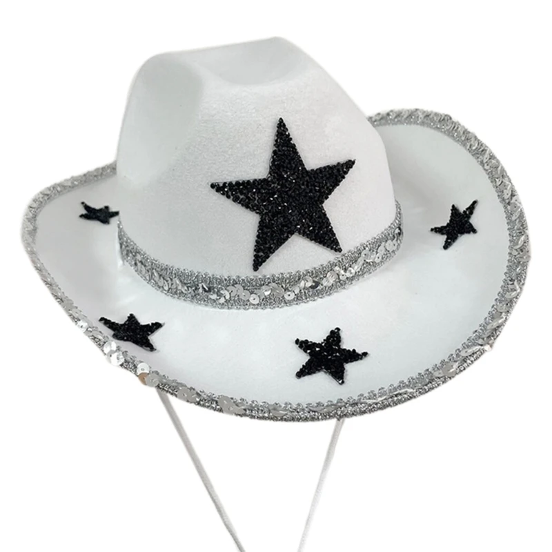 2023 New Bling Cowboy Hat with Stars Decorations Sequins Brim White Rave Cowgirl Hat 23" Circumference Fit for Adults Women
2023 New Bling Cowboy Hat with Stars Decorations Sequins Brim White Rave Cowgirl Hat 23" Circumference Fit for Adults Women