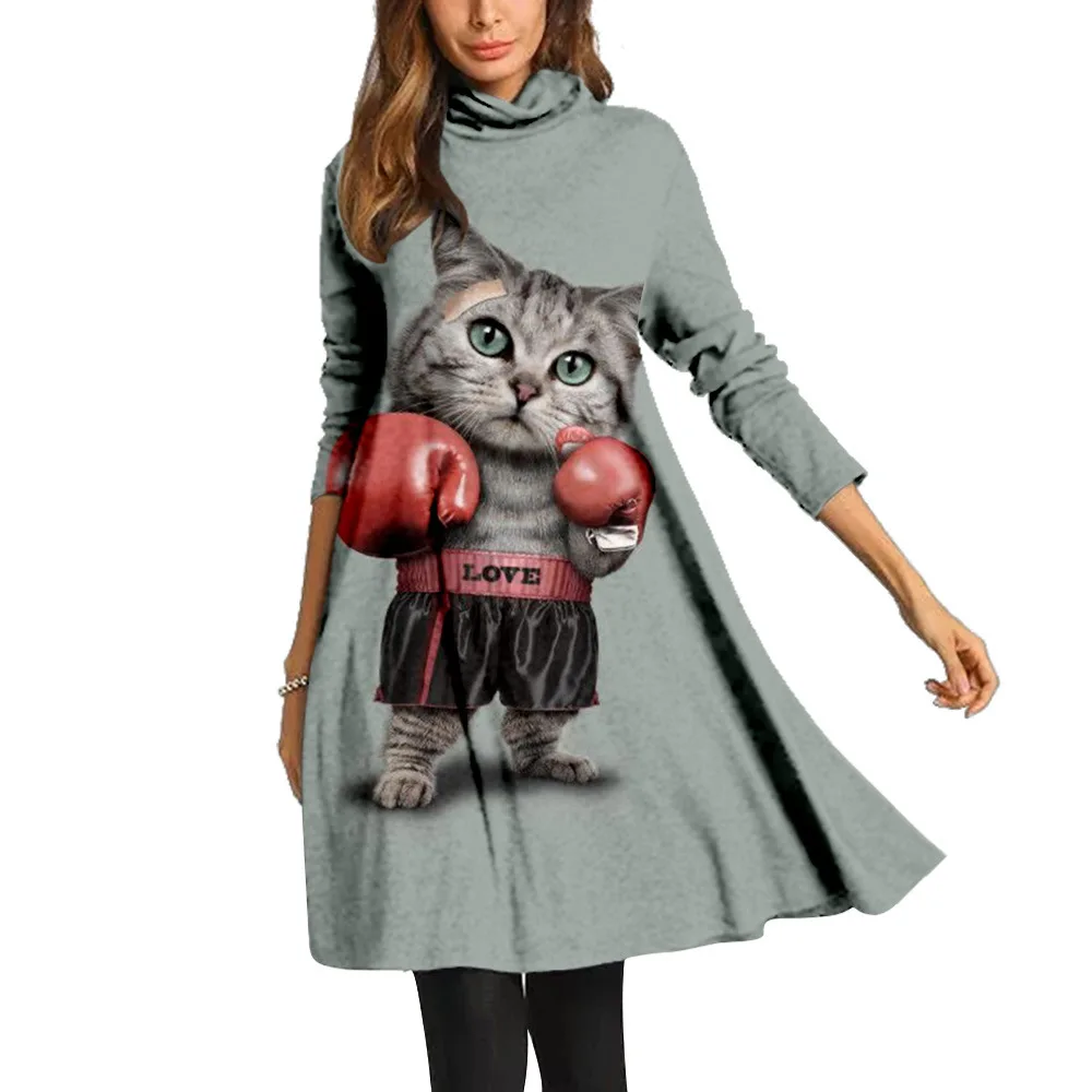 Funny Cat Printing Dresses Personality Turtleneck Long Summer Dress For Women 2021 Hot Sale Harajuku Streetwear Fashion Clothing
Funny Cat Printing Dresses Personality Turtleneck Long Summer Dress For Women 2021 Hot Sale Harajuku Streetwear Fashion Clothing