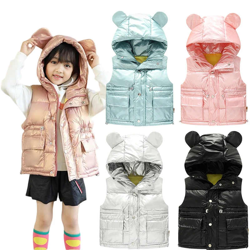 Children's Bright Silver Cotton Vest Winter Girls Boys Fashion Shiny Thicken Warm Sleeveless Garment Kids Hooded Winter Jacket
Children's Bright Silver Cotton Vest Winter Girls Boys Fashion Shiny Thicken Warm Sleeveless Garment Kids Hooded Winter Jacket