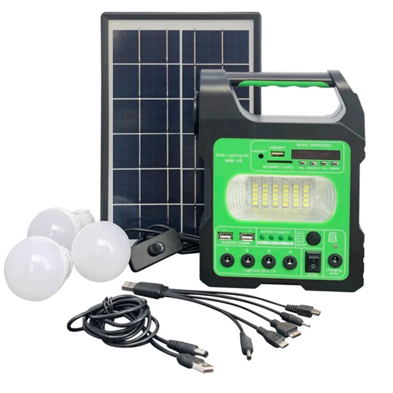 6W Portable Solar Generator Outdoor Power Mini Solar Panel Kit Battery Charging LED Lighting System With 3 LED Bulbs
6W Portable Solar Generator Outdoor Power Mini Solar Panel Kit Battery Charging LED Lighting System With 3 LED Bulbs