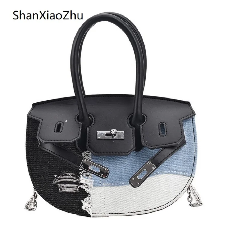 Fashion Women's Handbags Luxury Metal Chain Denim PU Leather Shoulder Bags for Women 2022 Design Lady Small Totes Crossbody Bag
Fashion Women's Handbags Luxury Metal Chain Denim PU Leather Shoulder Bags for Women 2022 Design Lady Small Totes Crossbody Bag