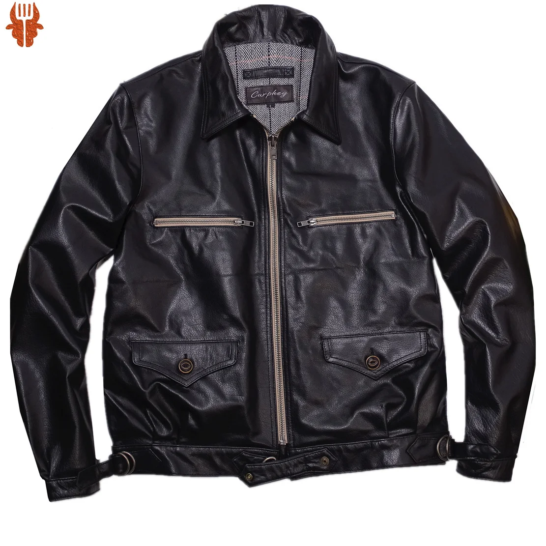 

Men's Bomber Jacket Cowhide Leather Short Loose Military Tatical Coat Motorcycle Vintage Clothes