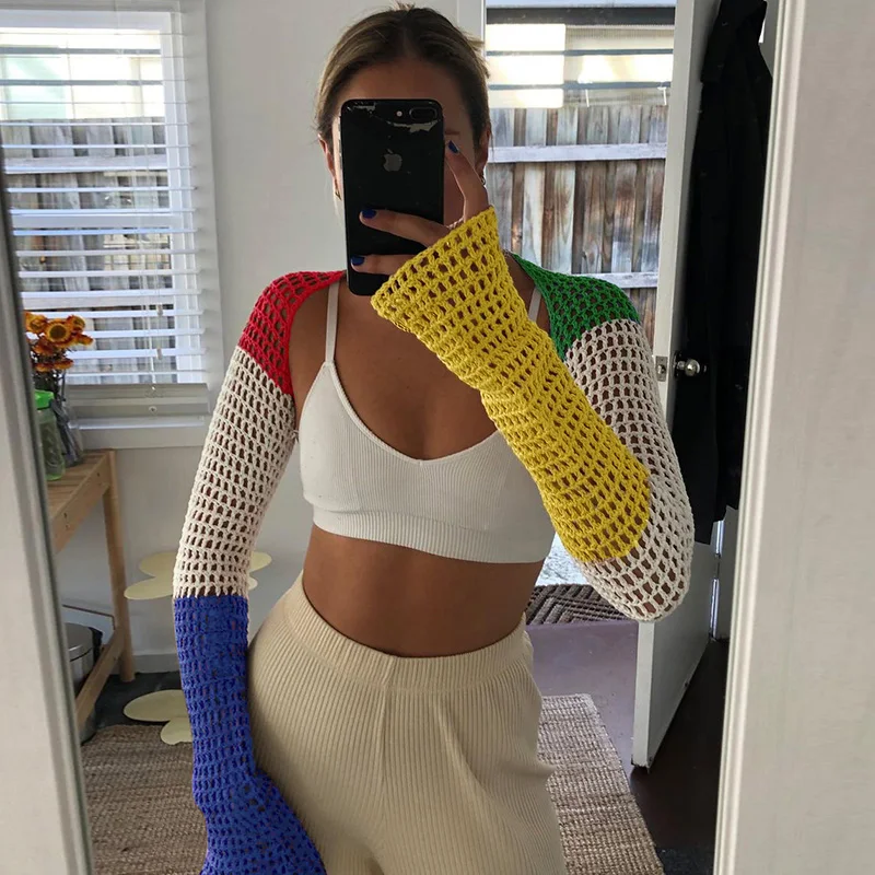 Patchwork Cardigan Splicing Color Long Sleeve Cropped Tops Hollow Out Casual Y2k Knitted Sweater Women Sexy Harajuku Streetwear
Patchwork Cardigan Splicing Color Long Sleeve Cropped Tops Hollow Out Casual Y2k Knitted Sweater Women Sexy Harajuku Streetwear