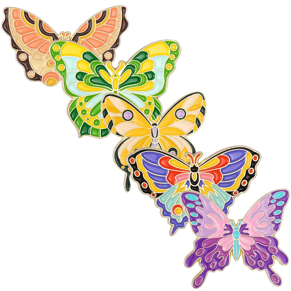 

5pcs Alloy Brooches Jewelry for Women Butterflies Enamel Pin Metal Insect Brooch