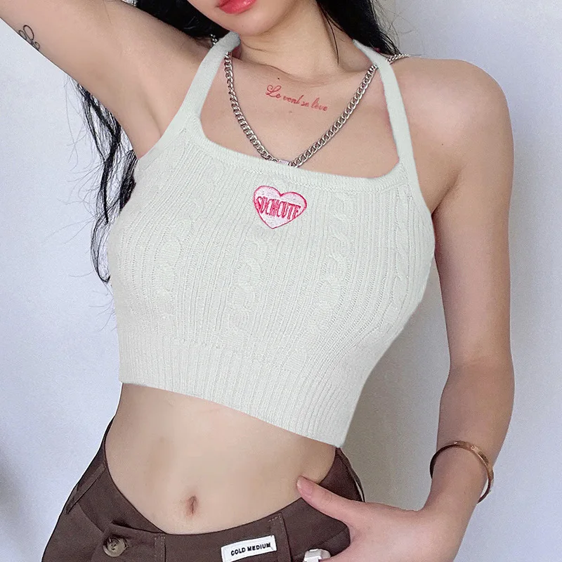 2022 new candy colored wool woven chain suspender vest ins spice girl short embroidered backless bottomed blouse
2022 new candy colored wool woven chain suspender vest ins spice girl short embroidered backless bottomed blouse