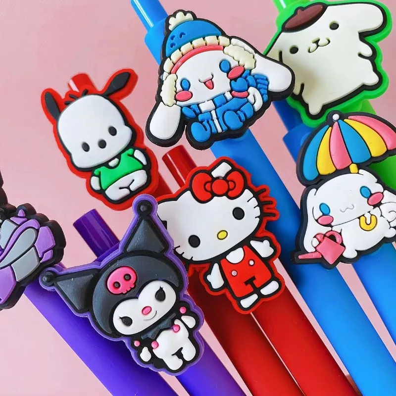 

New 7Pcs Kawaii Sanrio Hello Kitty Stationery Pen My Melody Kuromi Cinnamoroll Cute Cartoon Girls Signature School Exam Supplies