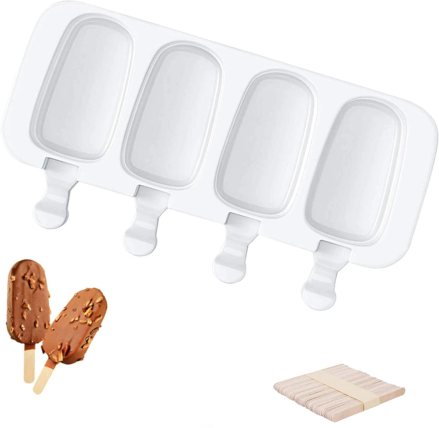 Upgraded Large Popsicle Molds 4 Cavities Silicone Ice Pop Molds with 50 Wooden Sticks Cake Pop Mold for Ice Cream DIY
Upgraded Large Popsicle Molds 4 Cavities Silicone Ice Pop Molds with 50 Wooden Sticks Cake Pop Mold for Ice Cream DIY