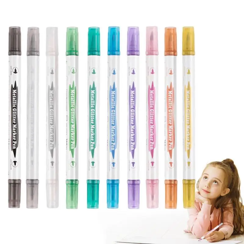 Metallic Marker Pen DIY Scrapbooking Crafts Soft Brush Pen Art Markers Stationery School Supplies 10 Colors
Metallic Marker Pen DIY Scrapbooking Crafts Soft Brush Pen Art Markers Stationery School Supplies 10 Colors