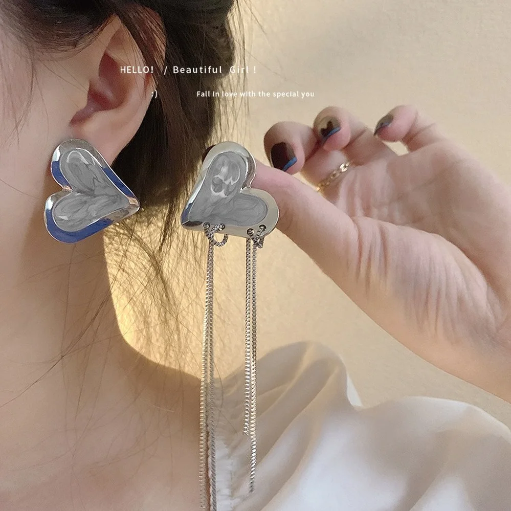 Fashion Tassel Ear Wire Earring ForWomen Drip Oil Heart Asymmetrical Earring Personality Charm Girl Party All-match Jewelry Gift
Fashion Tassel Ear Wire Earring ForWomen Drip Oil Heart Asymmetrical Earring Personality Charm Girl Party All-match Jewelry Gift