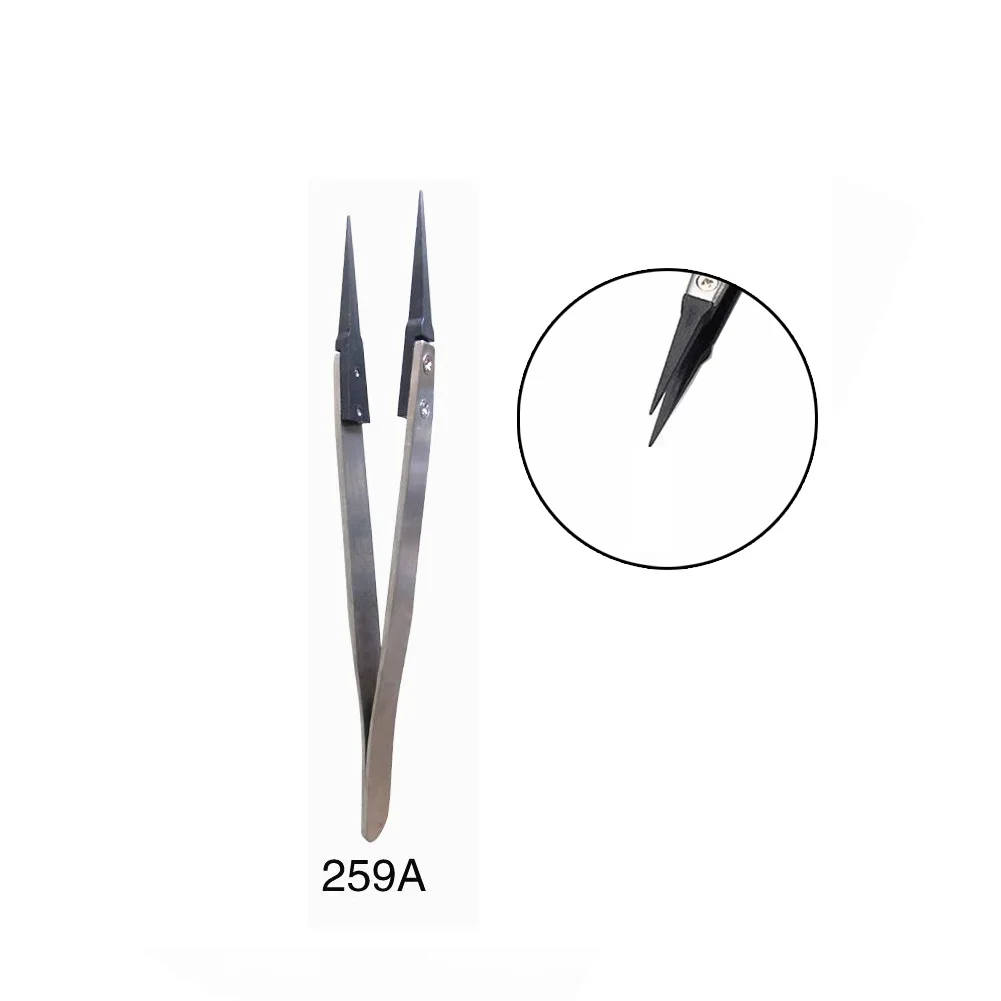 

1PC Anti-Static Tweezer With Replaceable Tip Stainless Steel Body Carbon Fiber Conductive Tweezers 249,2A,259,259A,242,250,OO,7A