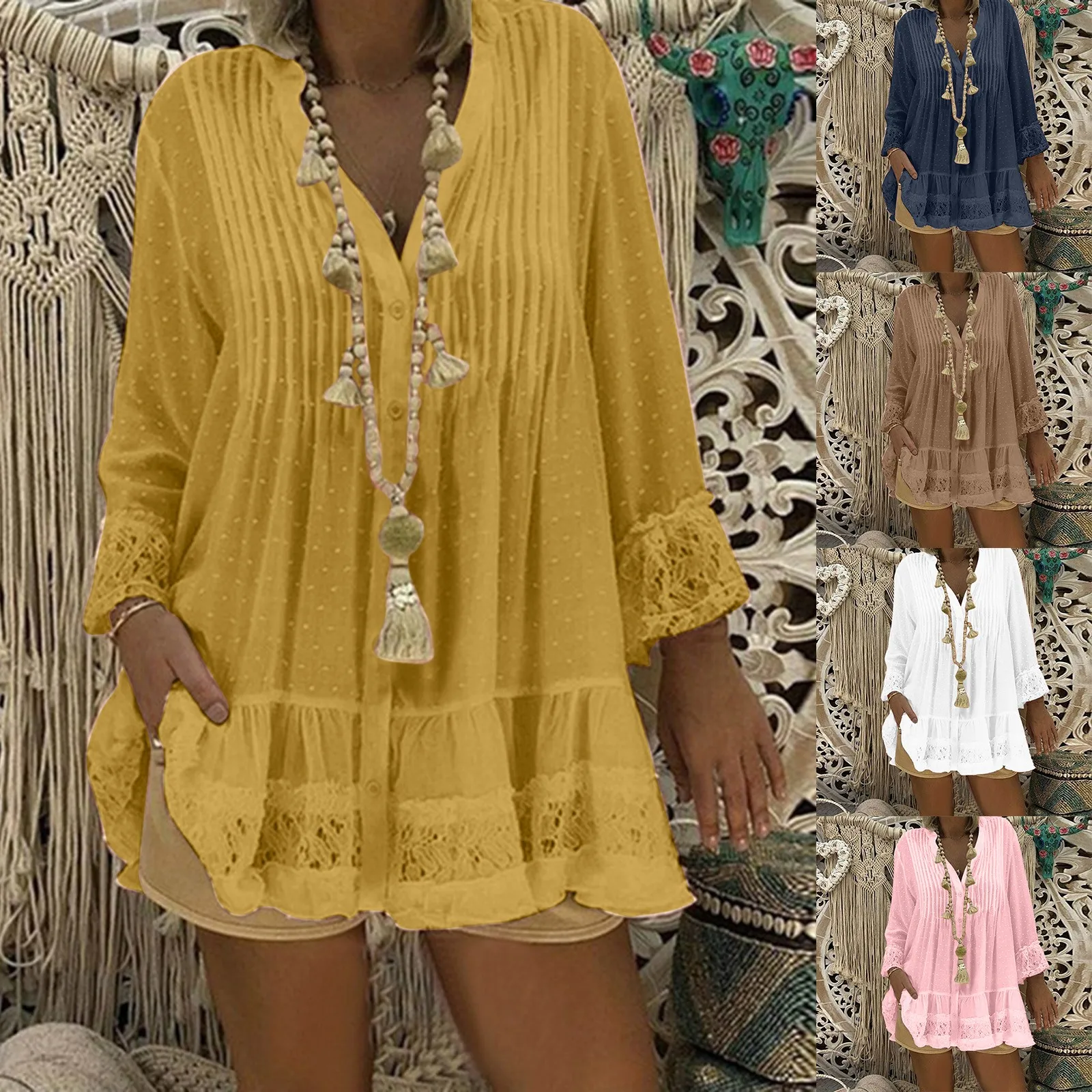 Boho Woman Plus Size Blouse Shirt Chiffon Top Button Pullover Short Sleeve V Neck Vintage Female Clothes Blusas Summer 2023
Boho Woman Plus Size Blouse Shirt Chiffon Top Button Pullover Short Sleeve V Neck Vintage Female Clothes Blusas Summer 2023