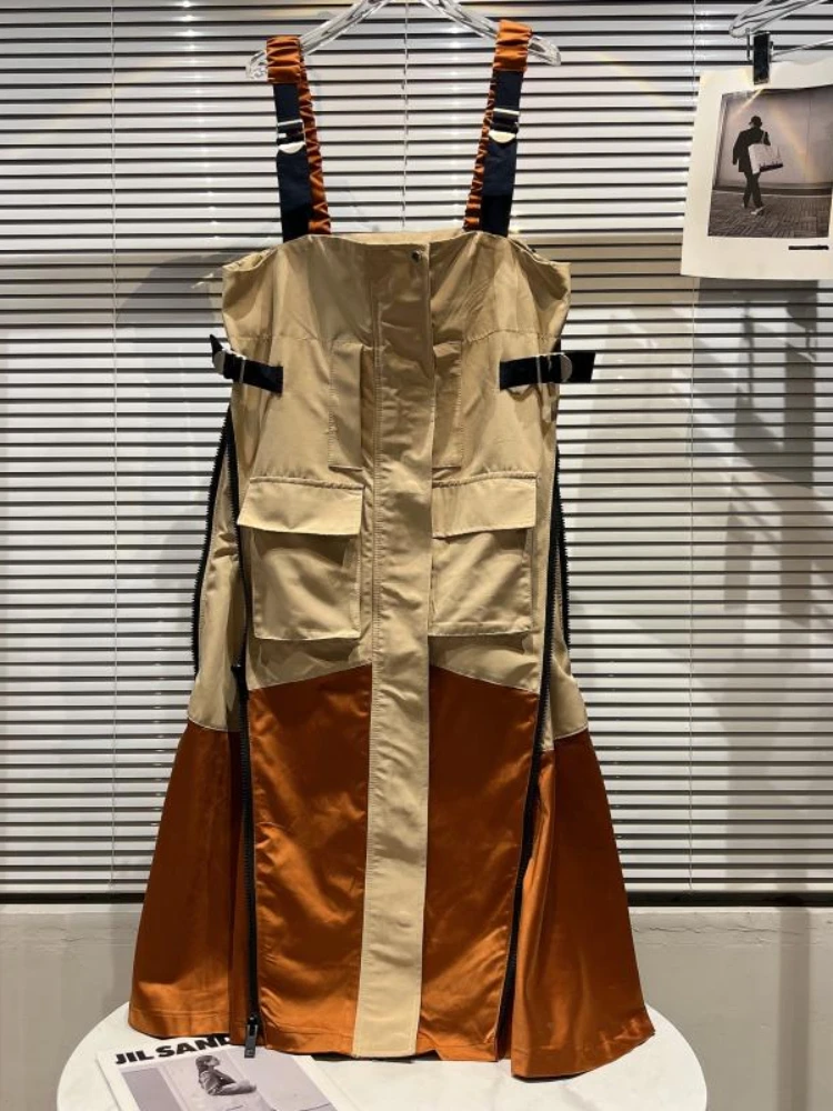 Strap Patchwork Dress Women Summer 2022 New Fashion Large Pockets Contrast Color Design Personality Street Runway Dresses YQ094
Strap Patchwork Dress Women Summer 2022 New Fashion Large Pockets Contrast Color Design Personality Street Runway Dresses YQ094