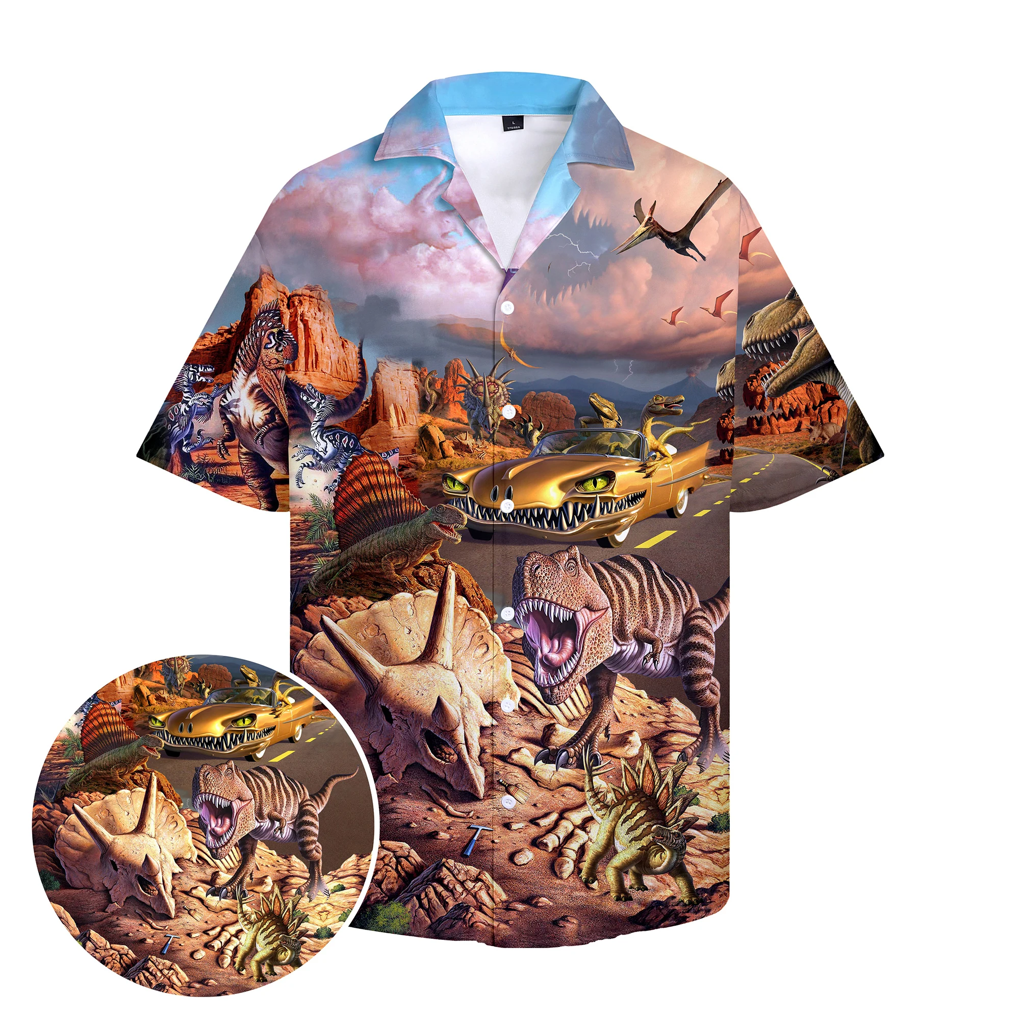 New Hawaiian Shirts Dinosaur Pirnted Top Summer Vacation Funny Creative 3D Print Casual Short Sleeve Button Up Casual Shirts 
New Hawaiian Shirts Dinosaur Pirnted Top Summer Vacation Funny Creative 3D Print Casual Short Sleeve Button Up Casual Shirts