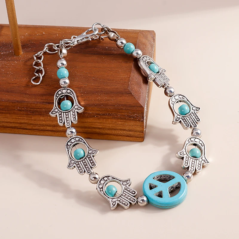 Vintage Ethnic Natural Stone Peace Charm Hamsa Hand Bracelets & Bangles for Women Bohemian Wrtstband Party Jewelry Gifts V
Vintage Ethnic Natural Stone Peace Charm Hamsa Hand Bracelets & Bangles for Women Bohemian Wrtstband Party Jewelry Gifts V