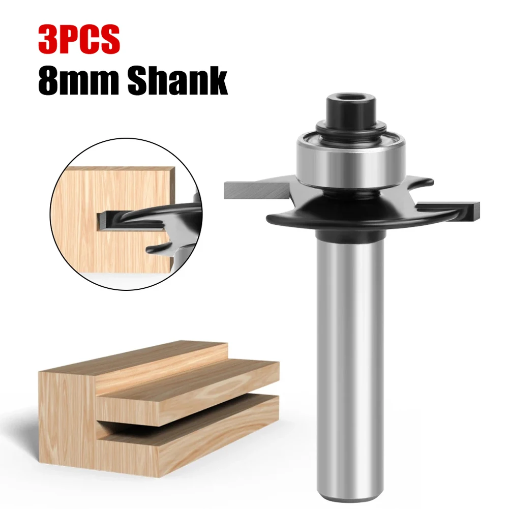 3pc 8mm Shank T-Sloting Biscuit Joint Slot Cutter Jointing Slotting Router Bit With Bearing Milling Cutter Woodworking Tools
3pc 8mm Shank T-Sloting Biscuit Joint Slot Cutter Jointing Slotting Router Bit With Bearing Milling Cutter Woodworking Tools