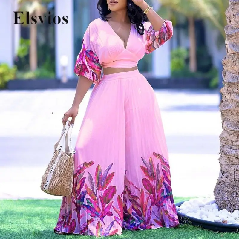 Women Fashion Print V Neck Suits Elegant Lantern Sleeve Shirt Tops + Wide Leg Long Pants Suit Casual Spring Summer Two Piece Set
Women Fashion Print V Neck Suits Elegant Lantern Sleeve Shirt Tops + Wide Leg Long Pants Suit Casual Spring Summer Two Piece Set