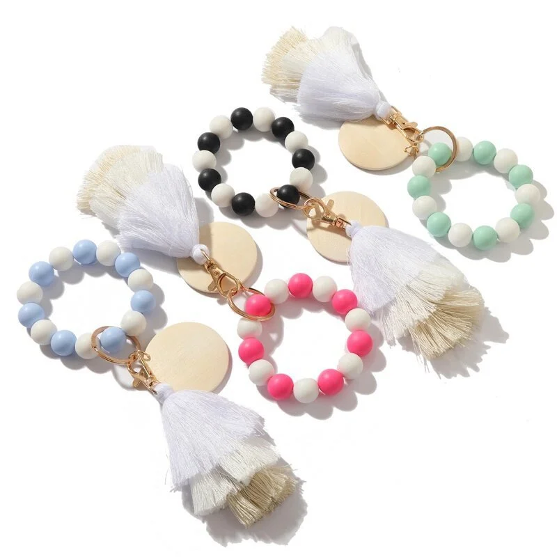 Wood Beads Keychain For Women Men Tassel Car Keychain Charms Wristlet Bracelet Keyring For Keys Wholesale Jewelry Accessories
Wood Beads Keychain For Women Men Tassel Car Keychain Charms Wristlet Bracelet Keyring For Keys Wholesale Jewelry Accessories