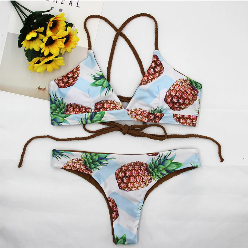 Sexy Bikini Women Swimwear Swimsuit Pineapple Print Cross Straps Bikinis Set Bathing Suit Beach Bikini Female Biquinis Feminino
Sexy Bikini Women Swimwear Swimsuit Pineapple Print Cross Straps Bikinis Set Bathing Suit Beach Bikini Female Biquinis Feminino