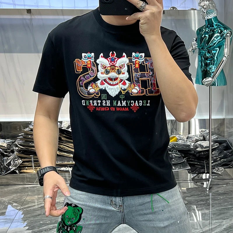2022 Summer Men's Slim Casual T Shirt Fashion Round Neck Embroidered Short Sleeve T-Shirt Streetwear Tops Tees Men Clothing
2022 Summer Men's Slim Casual T Shirt Fashion Round Neck Embroidered Short Sleeve T-Shirt Streetwear Tops Tees Men Clothing