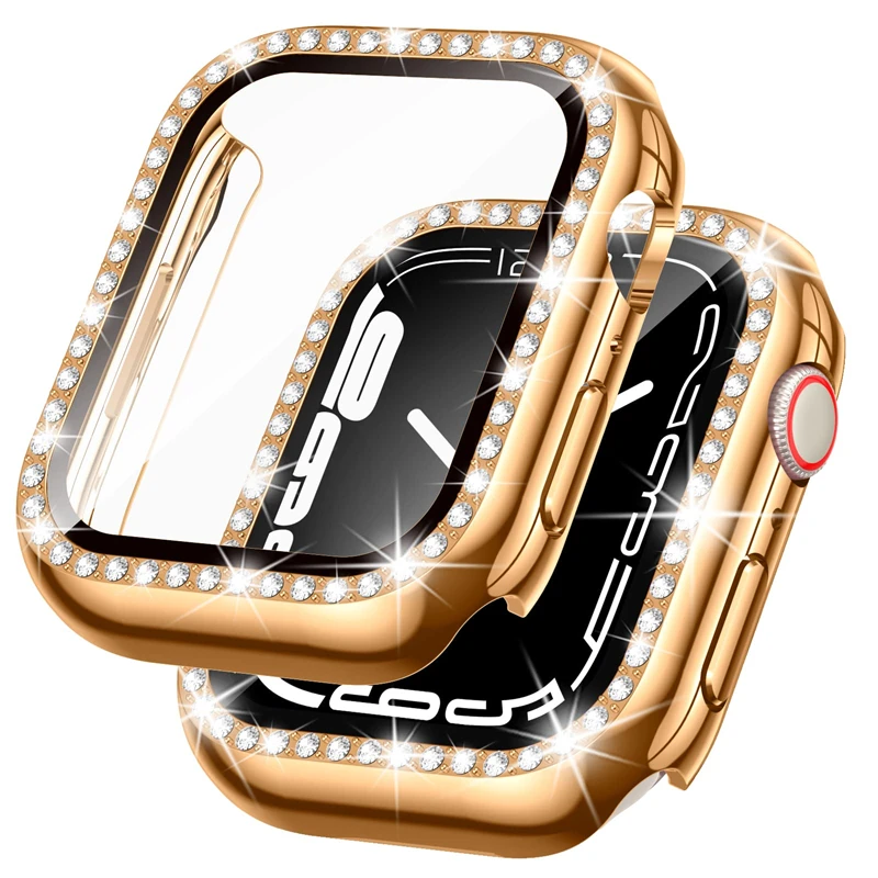 Bling Glass+Cover for Apple Watch Case 45mm 41mm 44mm 40mm 38mm 42mm Diamond Bumper Screen Protector iwatch Series 7 6 SE 5 4
Bling Glass+Cover for Apple Watch Case 45mm 41mm 44mm 40mm 38mm 42mm Diamond Bumper Screen Protector iwatch Series 7 6 SE 5 4