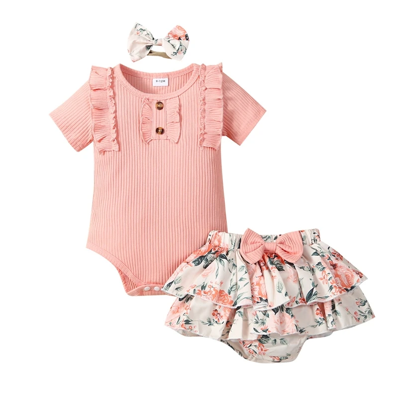 Baby Girls 3PCS Shorts Sets Solid Color Ruffle Romper and Floral PP Shorts Headband Sets Summer Clothes
Baby Girls 3PCS Shorts Sets Solid Color Ruffle Romper and Floral PP Shorts Headband Sets Summer Clothes